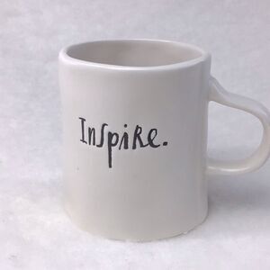 Rae Dunn by Magenta White 4” tall “Inspire” Black Script Mug